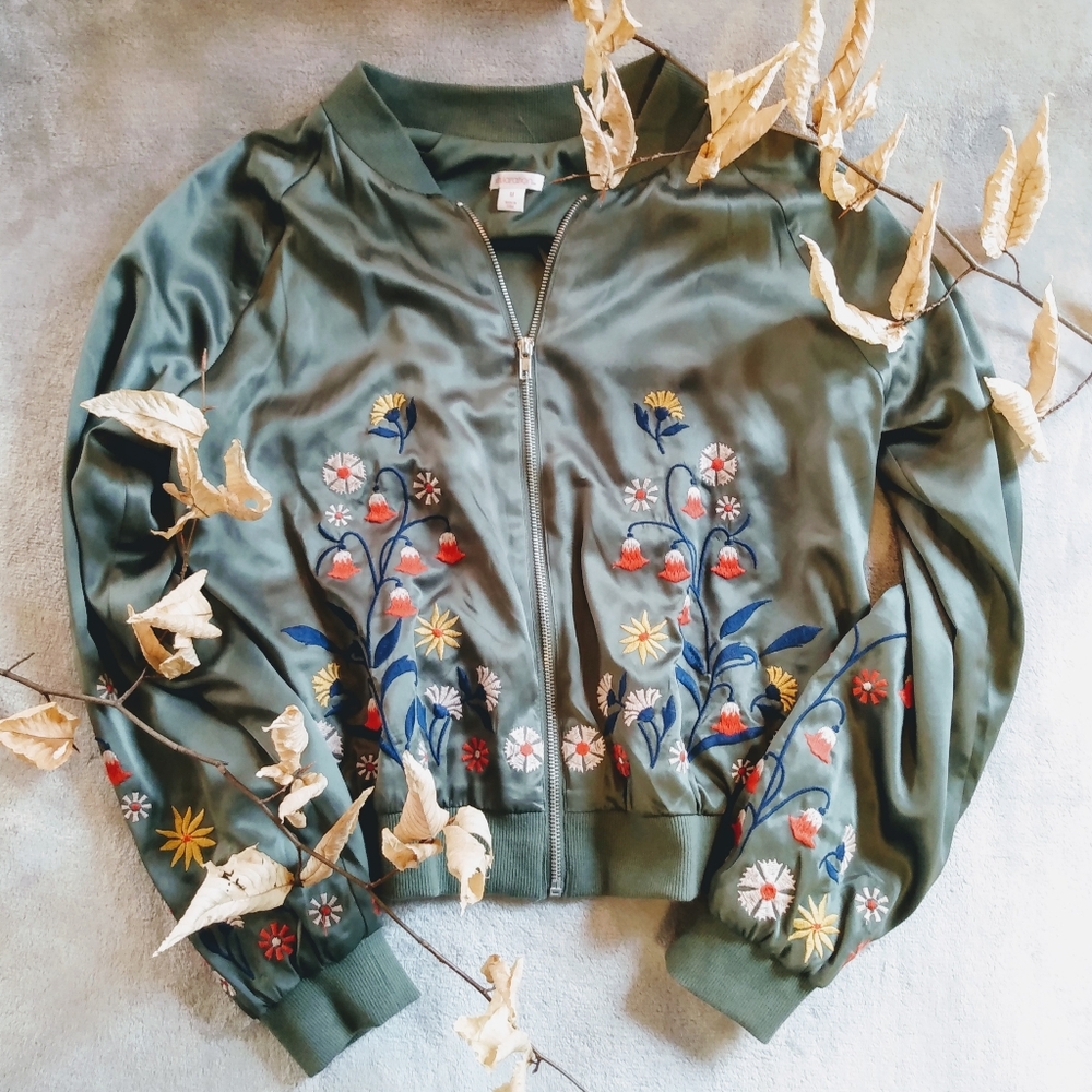Xhilaration Embroidered Bomber Jacket